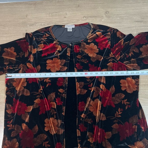 Notations Plus Size 3X Velvet Burnout Faux Layer Cardigan Top Slinky Stretchy - Picture 8 of 9